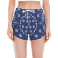 Blue Paisley Bandana Print Women's Split Running Shorts