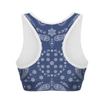 Blue Paisley Bandana Print Women's Sports Bra