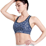 Blue Paisley Bandana Print Women's Sports Bra