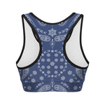 Blue Paisley Bandana Print Women's Sports Bra