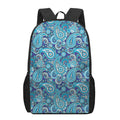 Blue Paisley Pattern Print 17 Inch Backpack