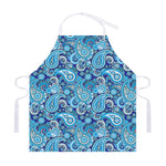 Blue Paisley Pattern Print Adjustable Apron