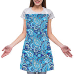 Blue Paisley Pattern Print Adjustable Apron