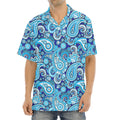 Blue Paisley Pattern Print Aloha Shirt