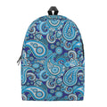 Blue Paisley Pattern Print School Backpack