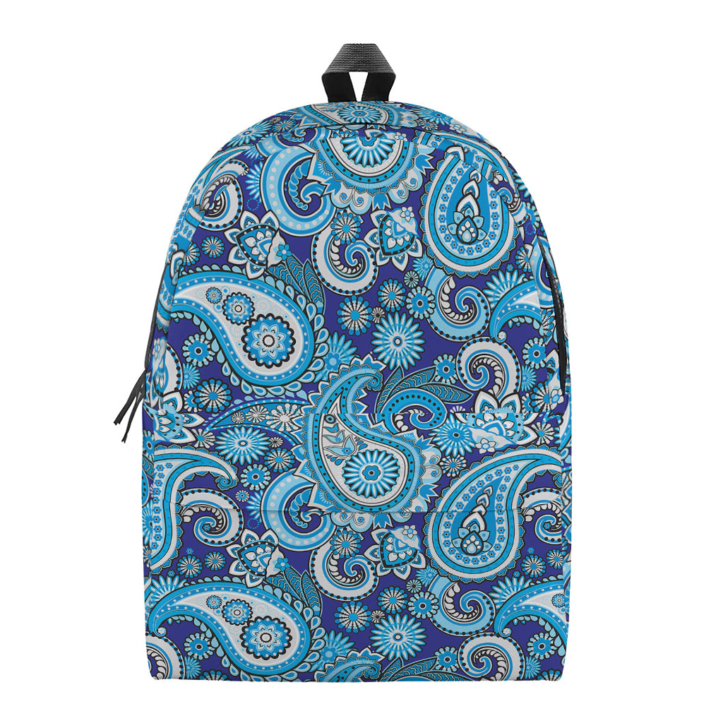 Blue Paisley Pattern Print Backpack