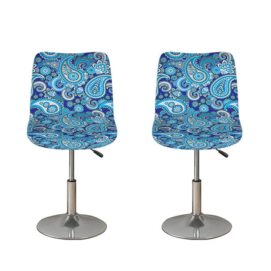 Blue Paisley Pattern Print Bar Stool Covers