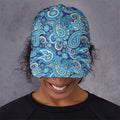 Blue Paisley Pattern Print Baseball Cap