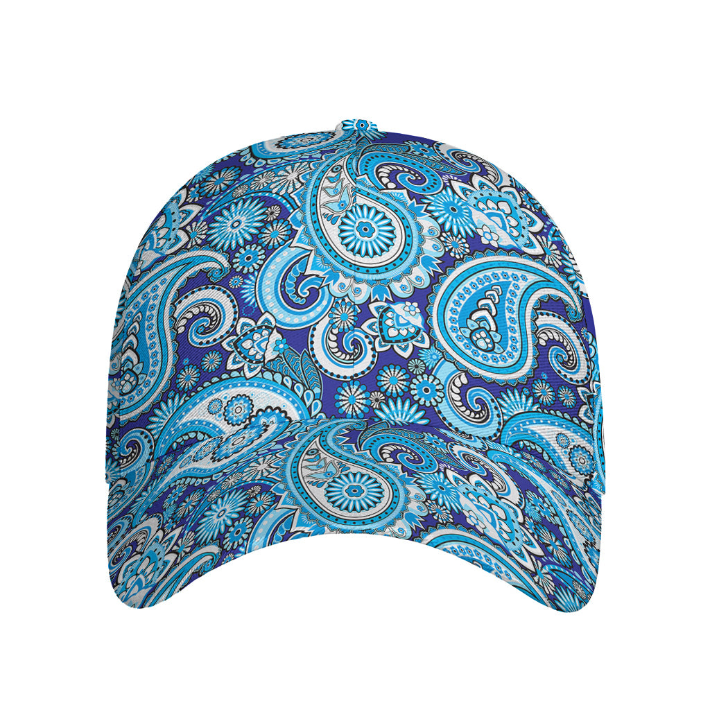 Blue Paisley Pattern Print Baseball Cap