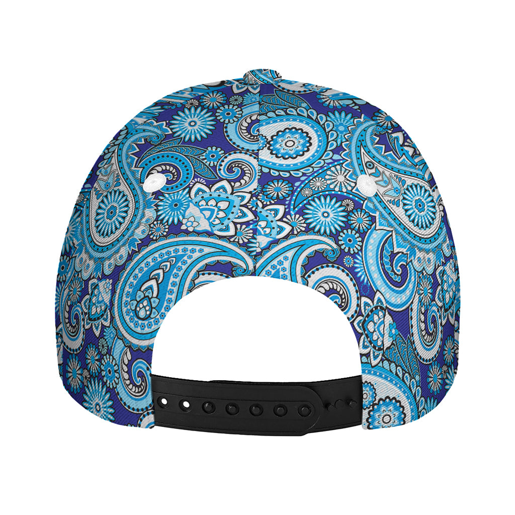 Blue Paisley Pattern Print Baseball Cap