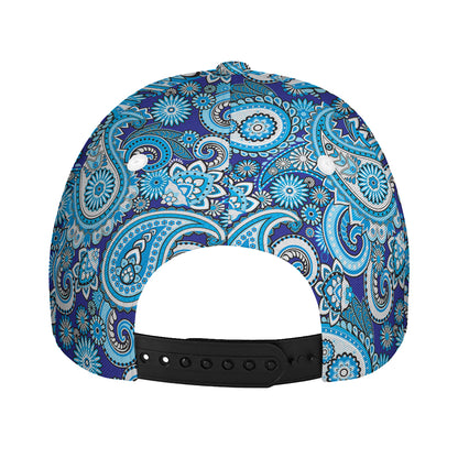 Blue Paisley Pattern Print Baseball Cap
