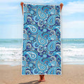 Blue Paisley Pattern Print Beach Towel