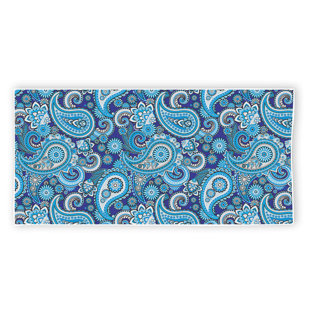 Blue Paisley Pattern Print Beach Towel