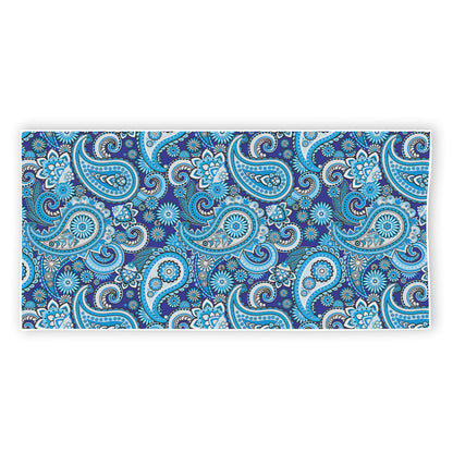 Blue Paisley Pattern Print Beach Towel