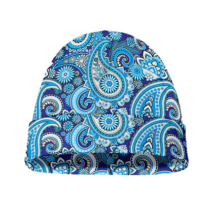 Blue Paisley Pattern Print Beanie