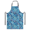 Blue Paisley Pattern Print Bib Apron With Pocket
