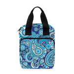 Blue Paisley Pattern Print Bible Tote Bag