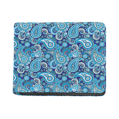 Blue Paisley Pattern Print Bifold Wallet