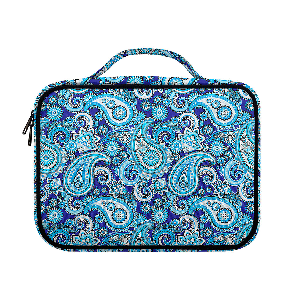 Blue Paisley Pattern Print Briefcase Bible Bag