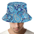 Blue Paisley Pattern Print Bucket Hat