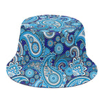 Blue Paisley Pattern Print Bucket Hat
