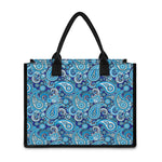 Blue Paisley Pattern Print Canvas Tote Bag