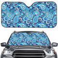 Blue Paisley Pattern Print Car Windshield Sun Shade