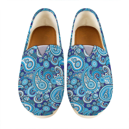 Blue Paisley Pattern Print Casual Shoes