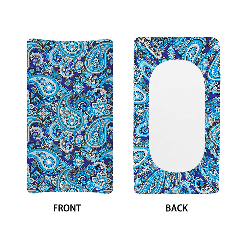 Blue Paisley Pattern Print Changing Pad Cover