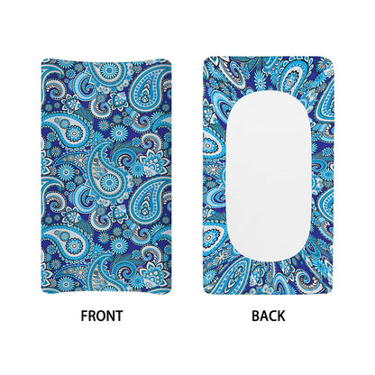 Blue Paisley Pattern Print Changing Pad Cover