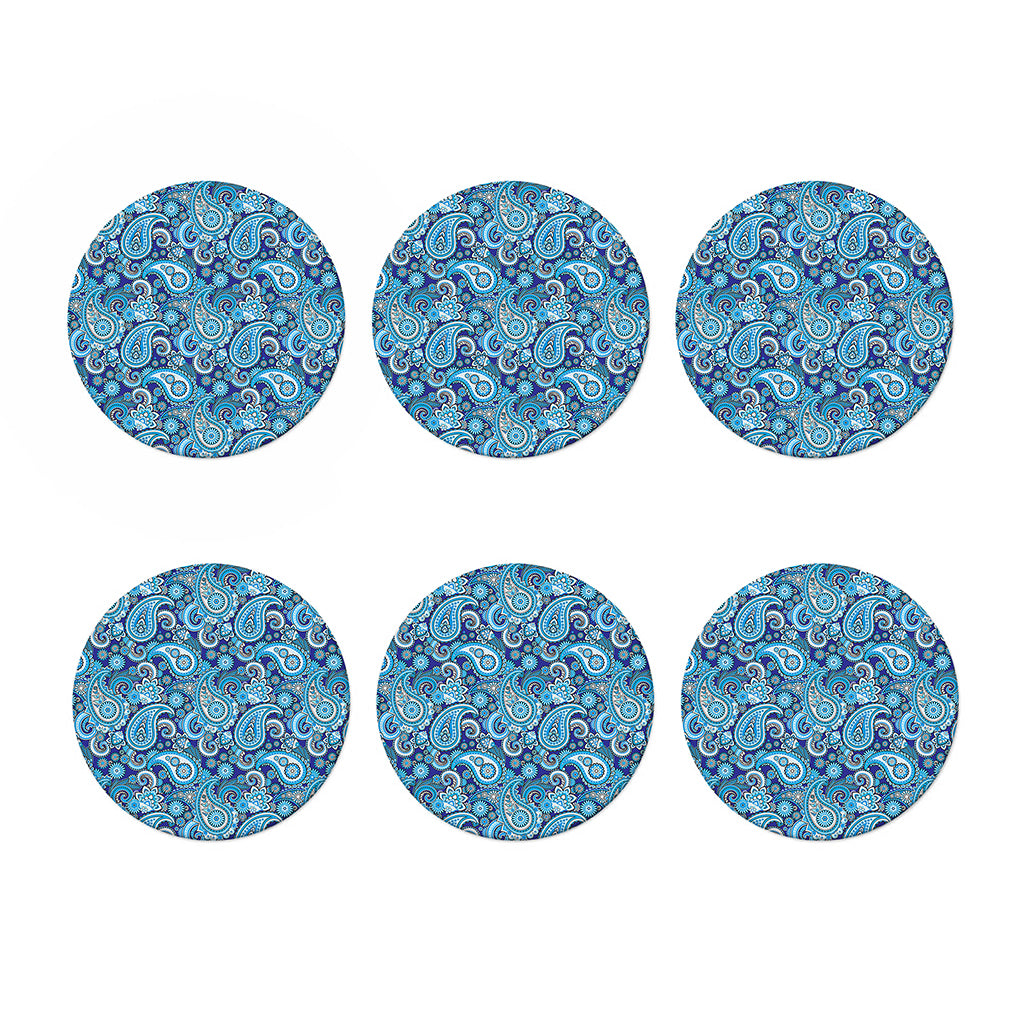 Blue Paisley Pattern Print Coaster Set