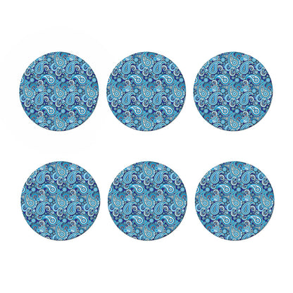 Blue Paisley Pattern Print Coaster Set