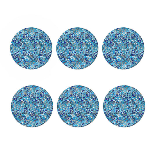 Blue Paisley Pattern Print Coaster Set