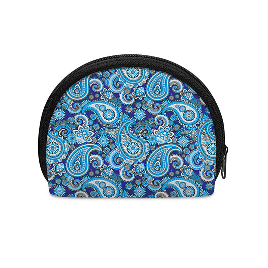 Blue Paisley Pattern Print Coin Purse