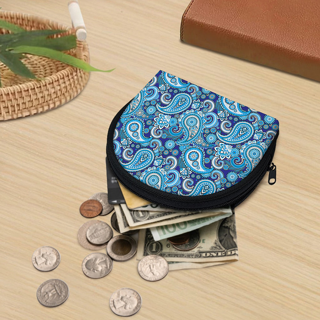 Blue Paisley Pattern Print Coin Purse