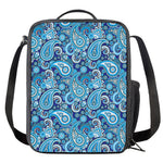Blue Paisley Pattern Print Crossbody Lunch Bag