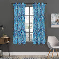 Blue Paisley Pattern Print Grommet Curtain Panels