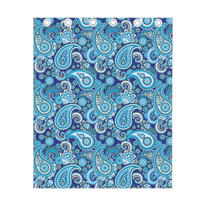 Blue Paisley Pattern Print Curtain