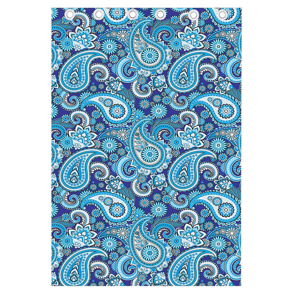 Blue Paisley Pattern Print Curtain