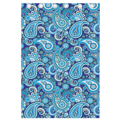 Blue Paisley Pattern Print Curtain