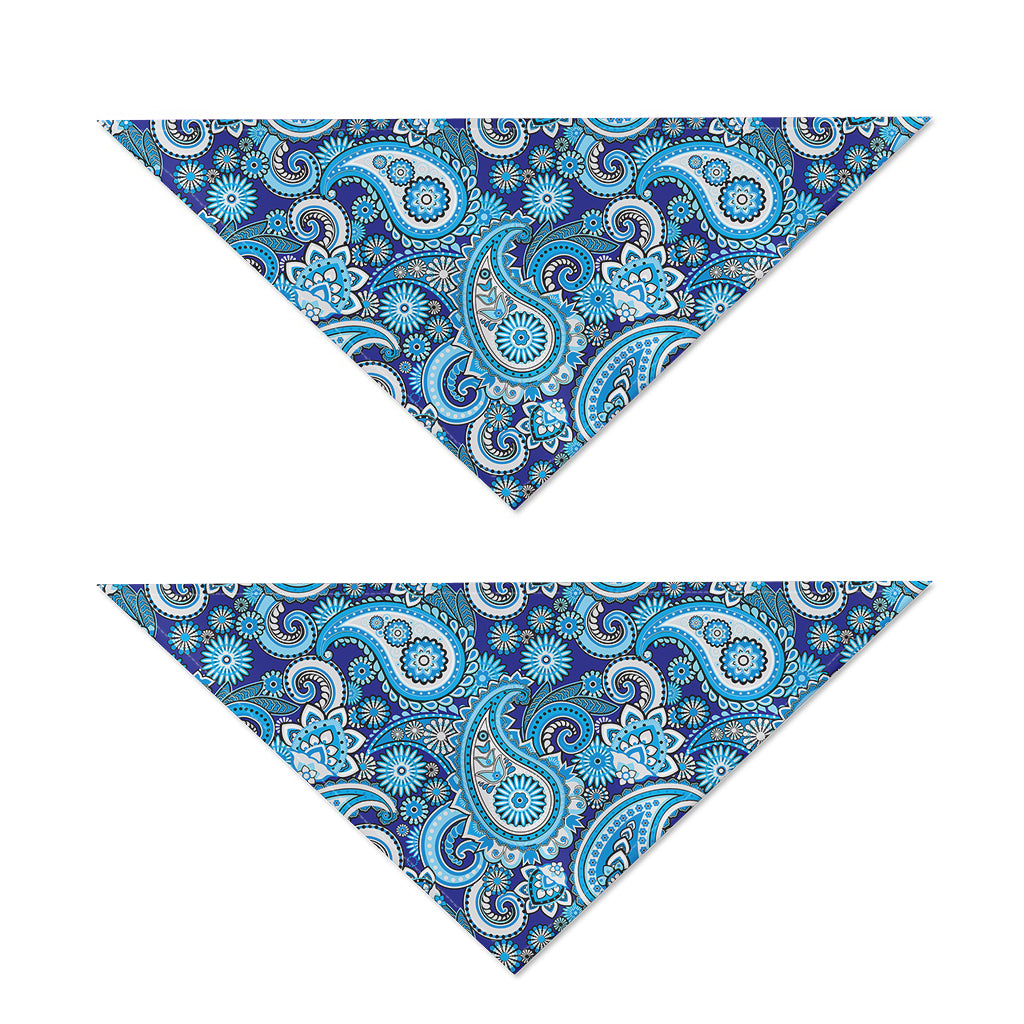 Blue Paisley Pattern Print Dog Bandana