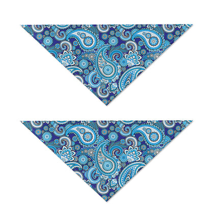 Blue Paisley Pattern Print Dog Bandana