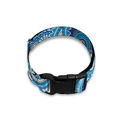 Blue Paisley Pattern Print Dog Collar
