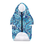 Blue Paisley Pattern Print Dog Zip Up Hoodie