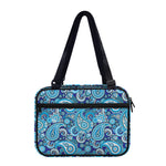Blue Paisley Pattern Print Double Strap Bible Bag
