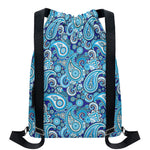 Blue Paisley Pattern Print Drawstring Backpack