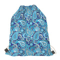Blue Paisley Pattern Print Drawstring Bag