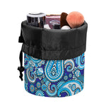 Blue Paisley Pattern Print Drawstring Makeup Bag