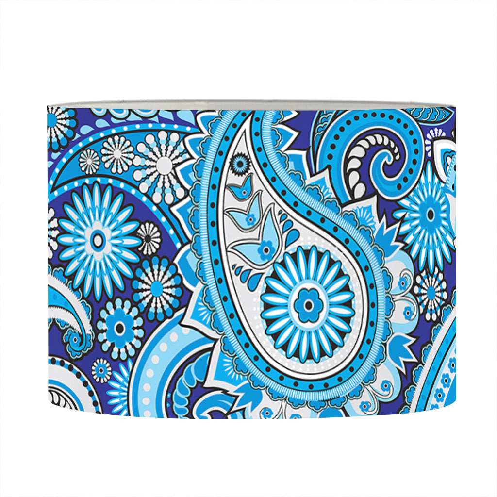 Blue Paisley Pattern Print Drum Lamp Shade