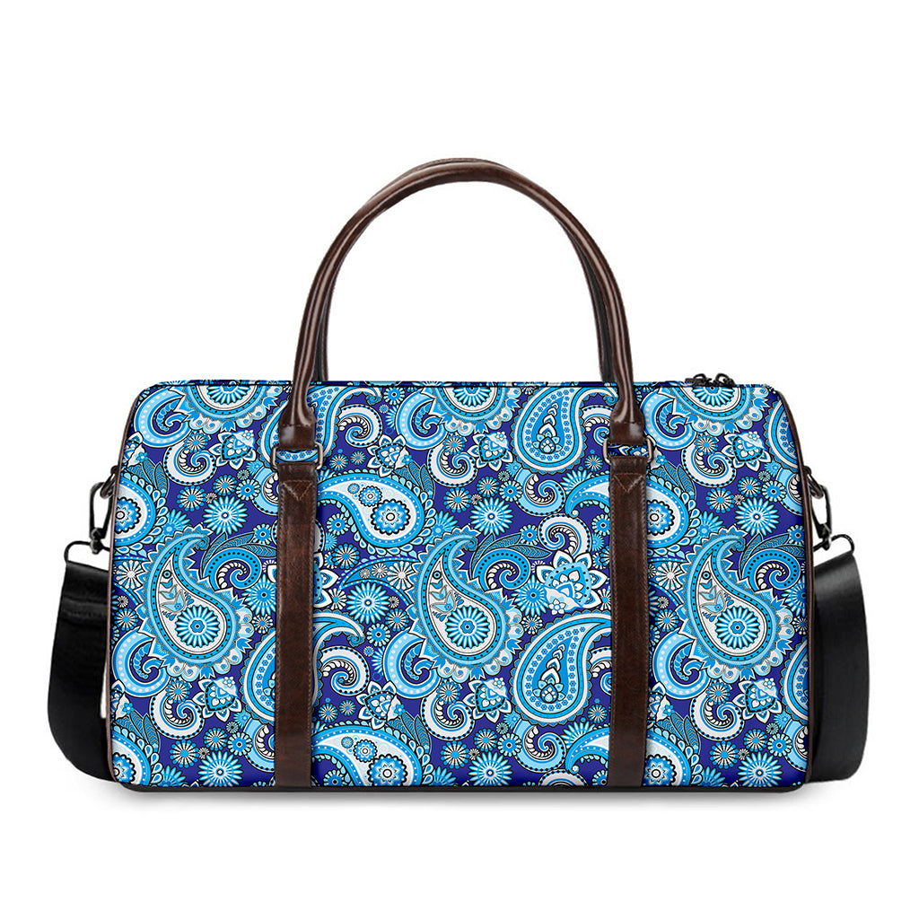 Blue Paisley Pattern Print Duffle Bag